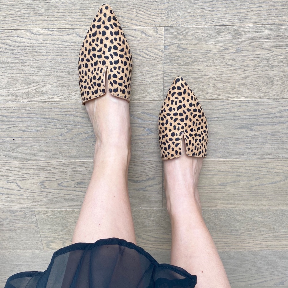 Leopard print slip on mules / flats sizes 7-10
